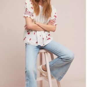 Anthropologie Ranna Gill Floral Smocked Blouse | Size XS